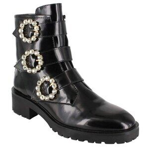 Nanette Nanette Lepore Iggy Fashion Boots Rhinestone Buckles Zip Closure Size 7.